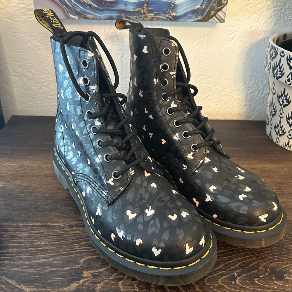 Dr. Martens Black and White Patterned Boots